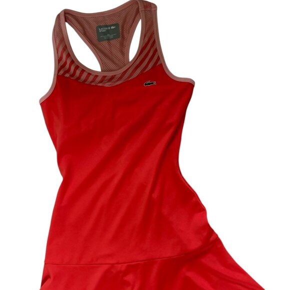 Lacoste Sport Orange Tennis Dress Pickleball Athletic Womens EU 32 XS FIT - Picture 1 of 5